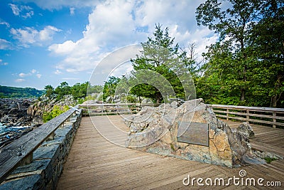 Overlook of Great Falls at Olmsted Island at Chesapeake & Ohio C Editorial Stock Photo