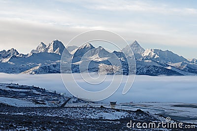 Overlook the Mt. Gongga Stock Photo