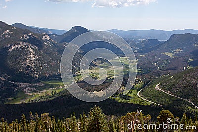 Overlook over the Rocky Mountains valley Stock Photo