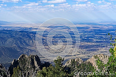Overlooking Albuquerque from the top of the Sandia Crest Highway Stock Photo