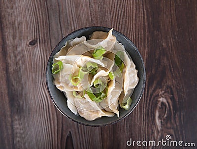 Overlooking a bowl of dumplings on the table Stock Photo
