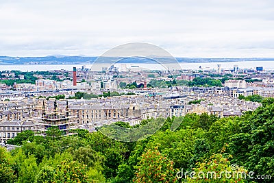 Overlooking Leith and the sea from Carlton Hill Editorial Stock Photo