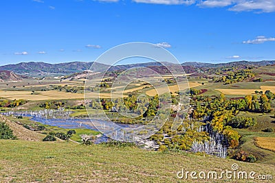 overlooking Nuanhe River autumn scenery Stock Photo