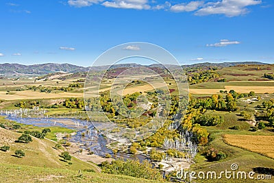 overlooking Nuanhe River autumn scenery Stock Photo