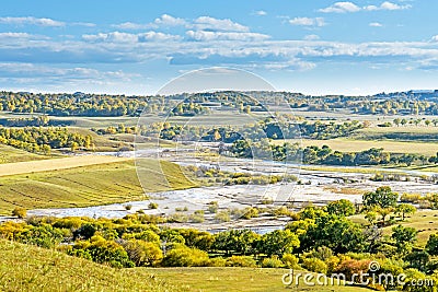 overlooking Nuanhe River autumn scenery Stock Photo