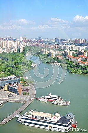 Overlooking the Suzhou Jinji Lake Editorial Stock Photo