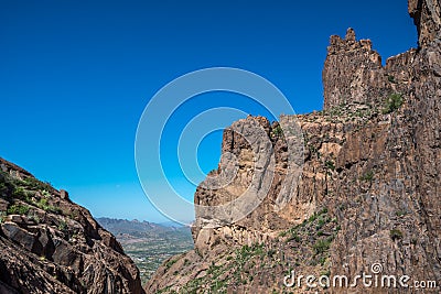 An overlooking view of nature in Apache Junction, Arizona Stock Photo