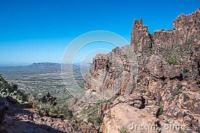 An overlooking view of nature in Apache Junction, Arizona Stock Photo