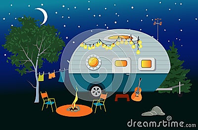 Overnight camping Vector Illustration