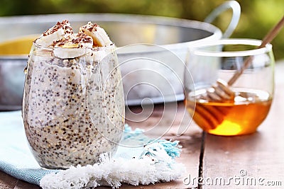 Overnight Oats and Chia Seeds Stock Photo