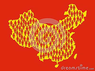 Overpopulation in China Vector Illustration