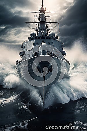 The Overpowering Raider: A Closeup of a Huge Boat in a Deep, Clo Stock Photo