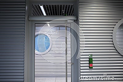 Vacation travel, airport customs, access door Stock Photo