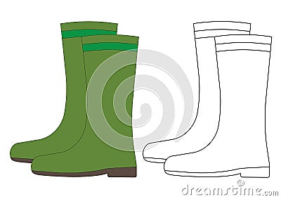 Overshoes, coloring page. Vector illustration. Vector Illustration