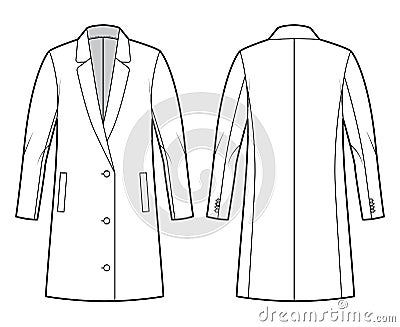 Oversized Blazer jacket suit technical fashion illustration with single breasted, long sleeves, notched lapel collar Vector Illustration