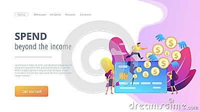 Overspending concept landing page. Vector Illustration