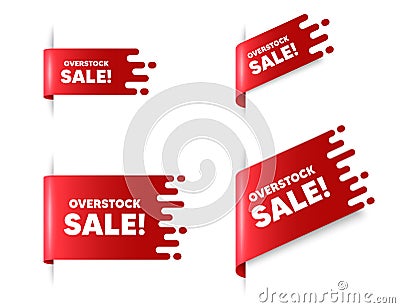 Overstock sale text. Special offer price sign. Vector Vector Illustration