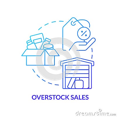 Overstock sales blue gradient concept icon Vector Illustration