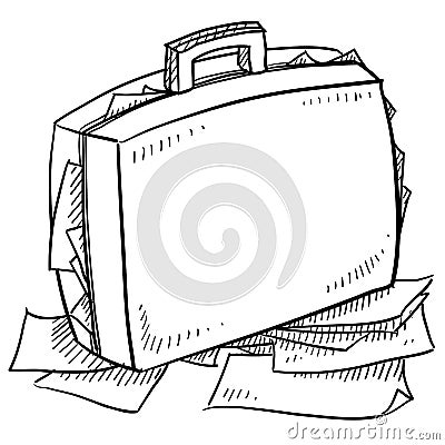 Overstuffed briefcase sketch Vector Illustration