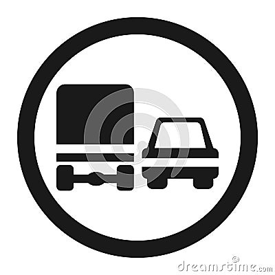 Overtaking ban for truck prohibition sign icon Vector Illustration