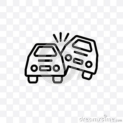 Overturned car vector linear icon isolated on transparent background, Overturned car transparency concept can be used for web and Vector Illustration