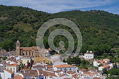 Overview of Almonaster village Editorial Stock Photo