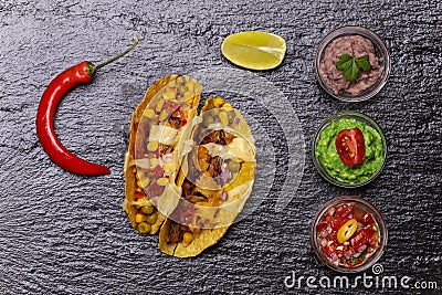 Overview of baked tacos Stock Photo
