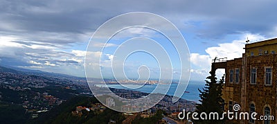 Overview of Beyrouth and Saint Georges Bay in front of Mediterranee Stock Photo