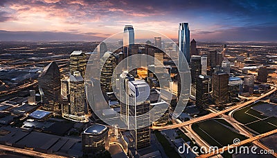 Overview of the city of Dallas USA Fantasy Art Stock Photo