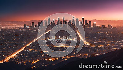 Overview of the city of Los Angeles USA Fantasy Art Stock Photo