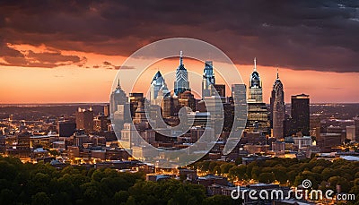Overview of the city of Philadelphia USA Fantasy Art Stock Photo