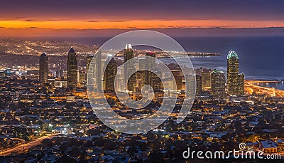 Overview of the city of San Diego USA Fantasy Art Stock Photo
