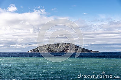 View of the Patroklos island in East Attica, Greece Stock Photo