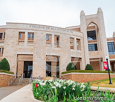 Overview of College of Allied Health building of University of Oklahoma Editorial Stock Photo