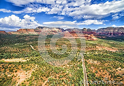 Overview of Dry Creek road in Sedona, USA Stock Photo