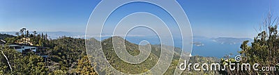 Overview of Hiroshima and Hiroshima Bay from Ropeway Shishiwa Station in Misen Mountain in Miyajima Island Stock Photo