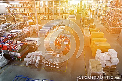 Overview of a large industrial modern warehouse Stock Photo