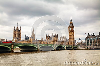 Overview of London with the Elizabeth Tower Stock Photo