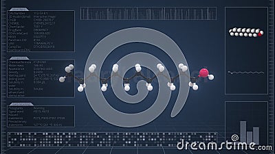 Overview of the molecule of lauryl alcohol on the computer screen. 3d rendering Stock Photo