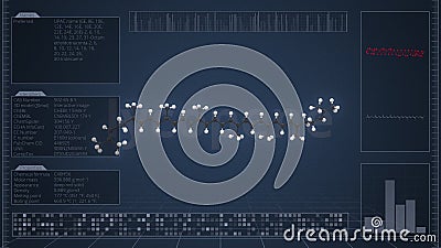 Overview of the molecule of lycopene on the computer screen. 3d rendering Stock Photo