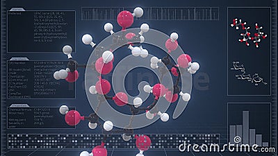 Raffinose molecule with description on the computer screen, 3d rendering Stock Photo