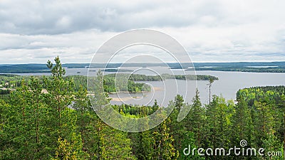 Overview at pÃ¤ijÃ¤nne lake from the struve geodetic arc at moun Stock Photo