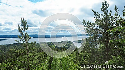 Overview at pÃ¤ijÃ¤nne lake from the struve geodetic arc at moun Stock Photo