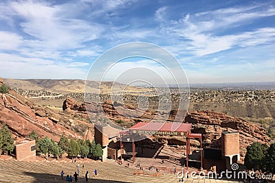 Overview of Red Rocks Amphitheater in Morrison, Colorado Stock Photo