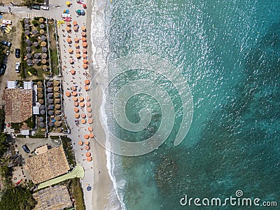 Overview of Ricadi Beach, Tower Marino, Vatican City, promontory aerial view, cliffs and sand Stock Photo