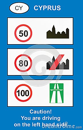 Overview of speed limits used in Cyprus Stock Photo