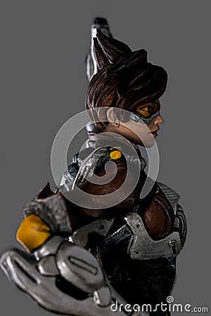 Overwatch tracer figure printed on a 3D printer and hand-painted. Editorial Stock Photo