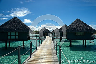 Overwater bungalow at Tahiti Stock Photo