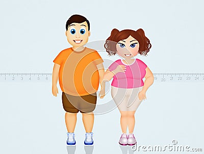 Overweight couple Cartoon Illustration