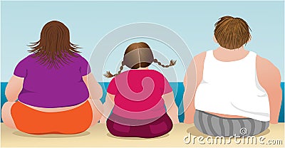 Overweight family Vector Illustration